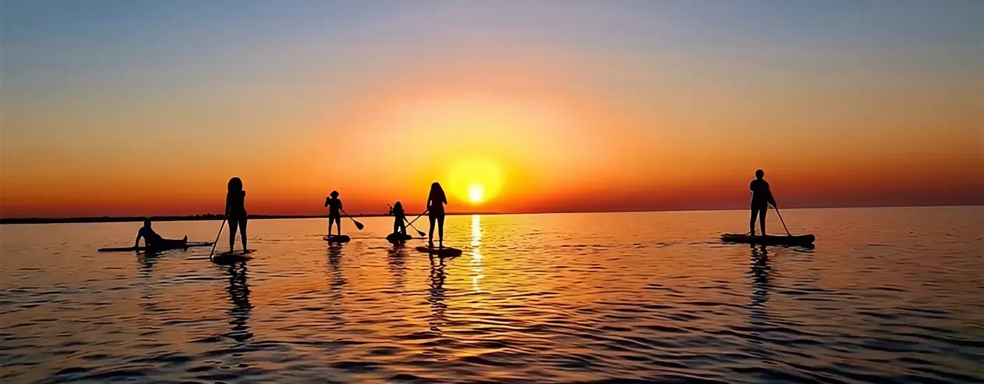 Group SUP session at sunset on Konyaaltı beach